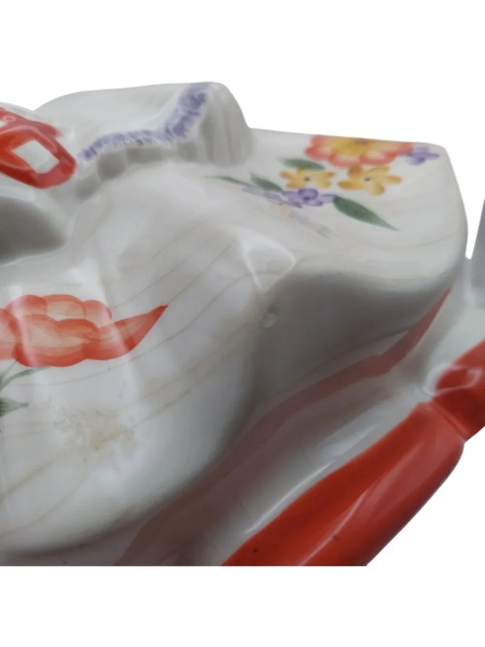 Little Red Riding Hood Cookie Jar Hand Painted Floral Jonal China Retro Vintage